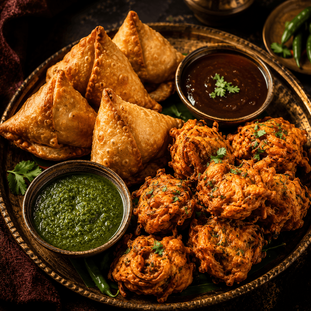 Samosa and pakora platter